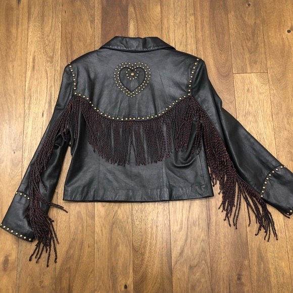 Scully Jackets & Blazers - Scully black genuine leather jacket with fringe studded size large